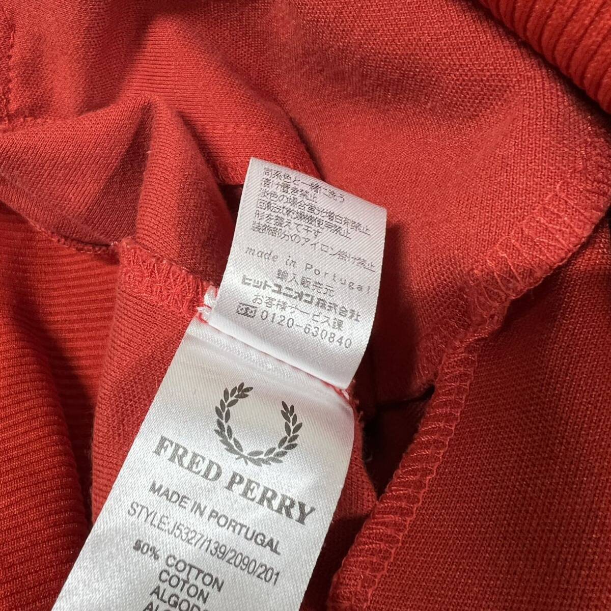 M3713 FRED PERRY フレッドペリー　トラックジャケット XSサイズ　朱色　赤系　メンズ　アウター　上着　羽織　フルジップ　長袖_画像5