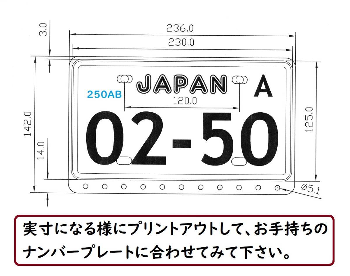 250ccなどAB★大型バイク★アルミ製ナンバープレートフレームAB★下部14mmはみ出し★飾り穴付★0415★送料込みの画像3