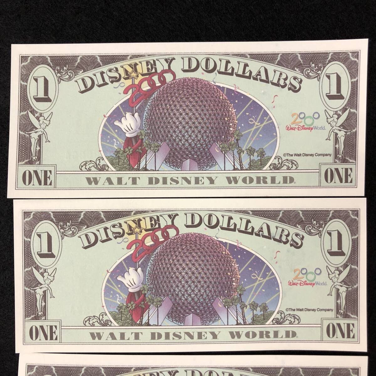  Disney dala- Mickey 1 доллар .4 шт. комплект 2000 банкноты $1 DISNEY DOLLARS Disney world MICKEY