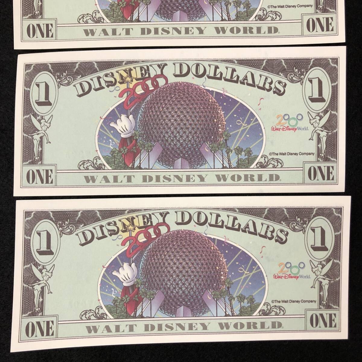  Disney dala- Mickey 1 dollar .4 pieces set 2000 note $1 DISNEY DOLLARS Disney world MICKEY