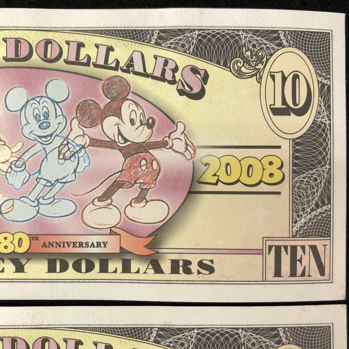 ディズニーダラー 10ドル札 2枚セット $10 紙幣 DISNEY DOLLARS 2008 ディズニーワールド 20ドル分の画像8