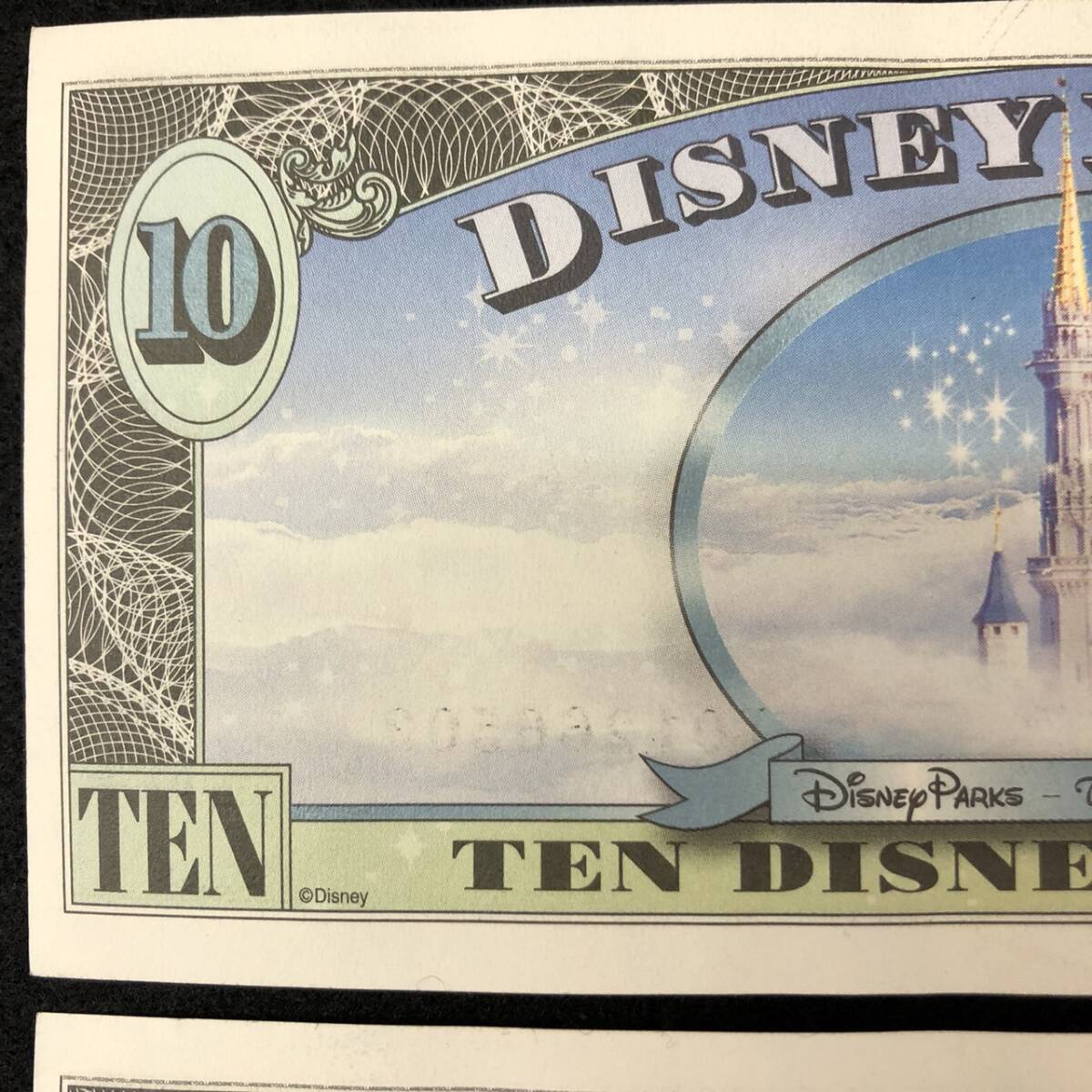 ディズニーダラー 10ドル札 2枚セット $10 紙幣 DISNEY DOLLARS 2007 ディズニーワールド 20ドル分 シンデレラの画像7