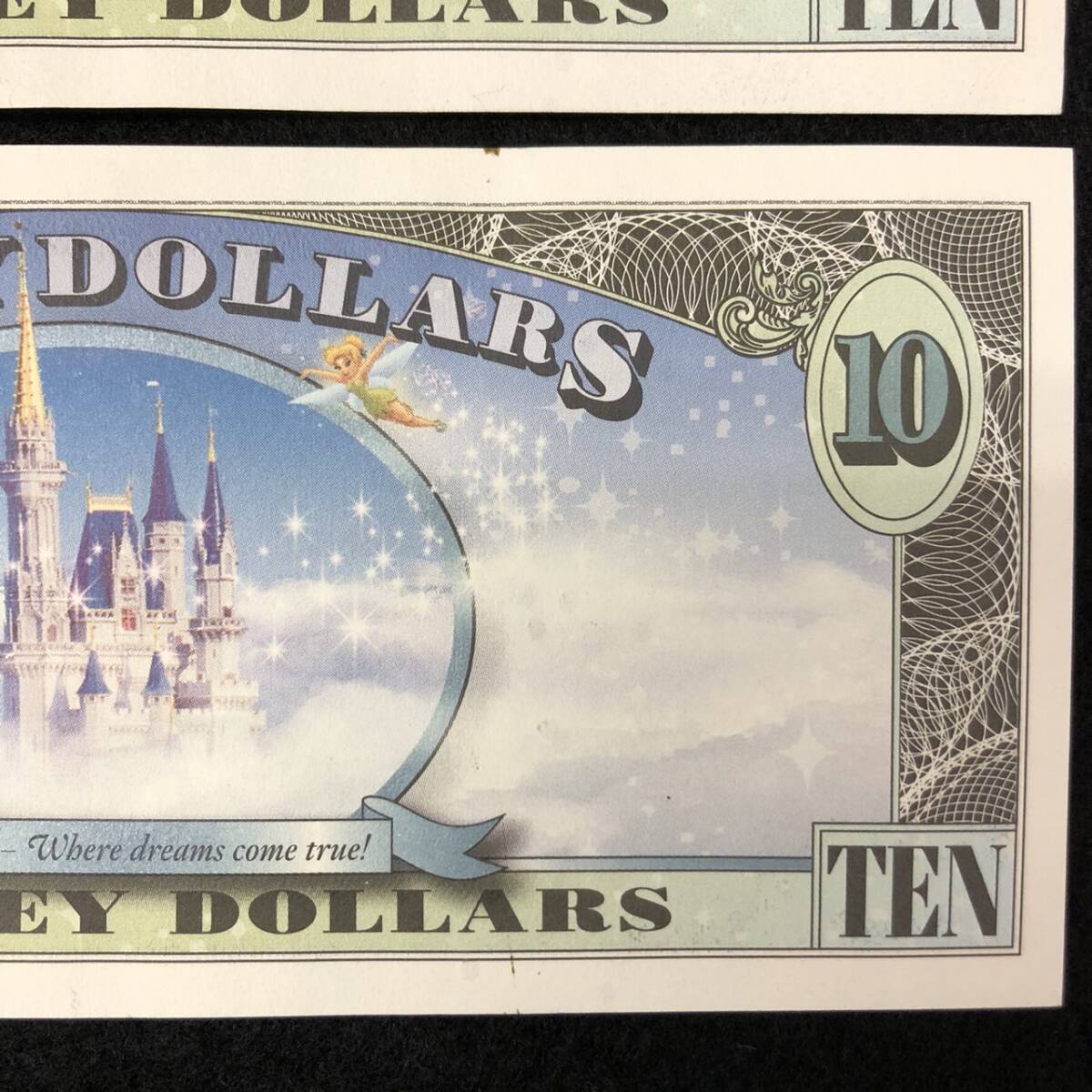 ディズニーダラー 10ドル札 2枚セット $10 紙幣 DISNEY DOLLARS 2007 ディズニーワールド 20ドル分 シンデレラの画像10