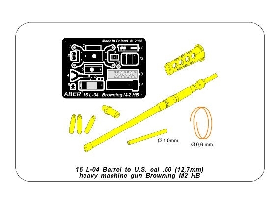 アベール 16L04 1/16 アメリカ ブローニング50口径機銃M2HB用銃身_画像6
