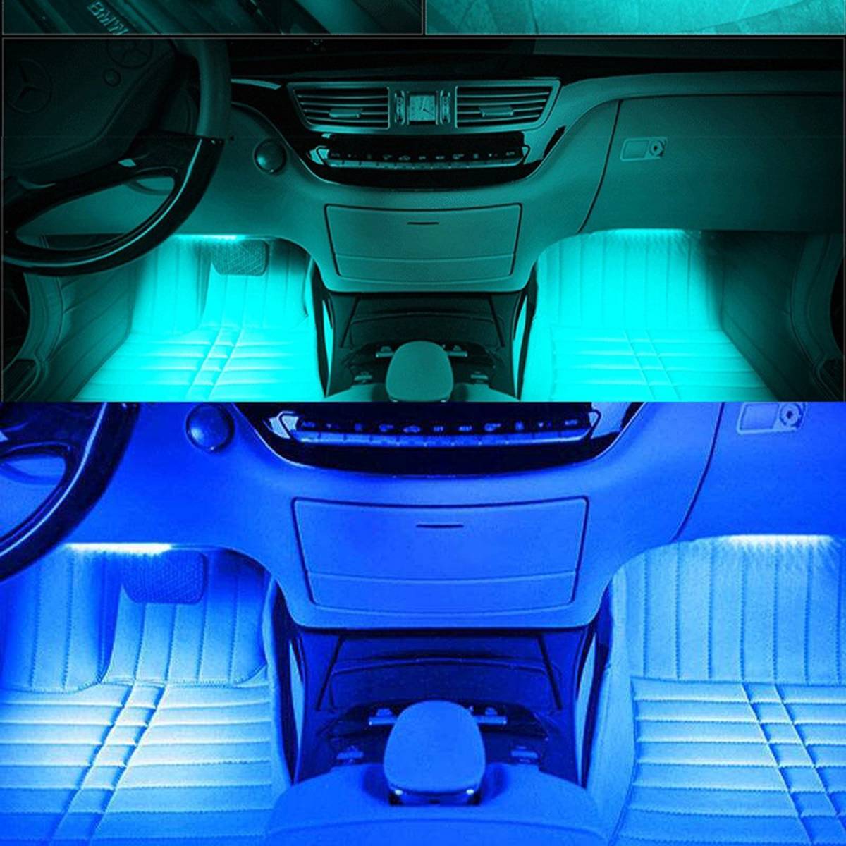 ledテープライト USB フットライト フットランプ イルミネーション 車内 装飾 照明 車内アクセサリー ムードランプ フルカラー 間接照明 車の画像5