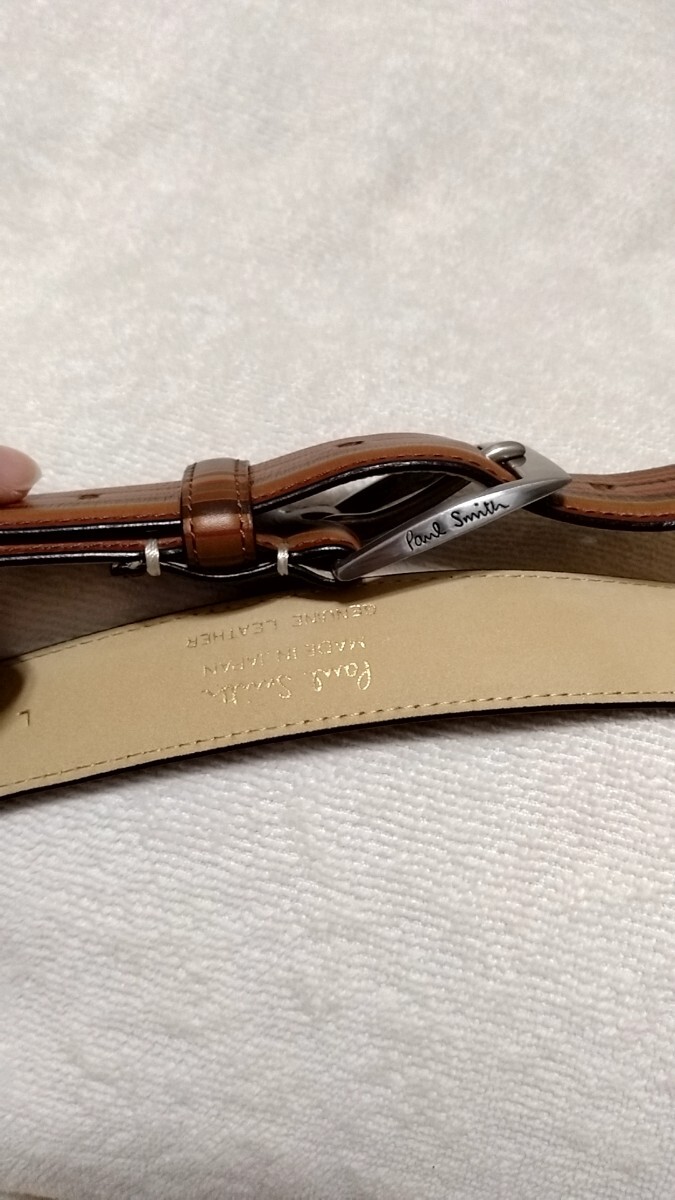 Paul Smith ポールスミス マルチストライプ 横ライン型 レザーベルト genuine leather made in japan 横ライン 本革_画像3