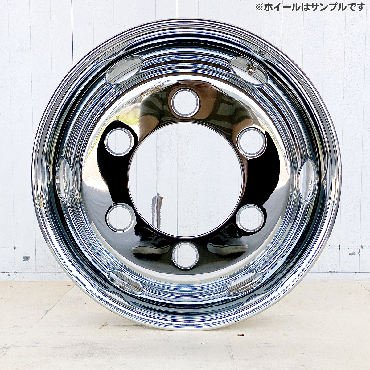 送料無料 新品 4枚 1台分 メッキホイール トラック用 ダンプ 4t 17.5×6.00 オフセット127 / 119 6穴 JIS 新品1年保証 DOT-Xの画像3