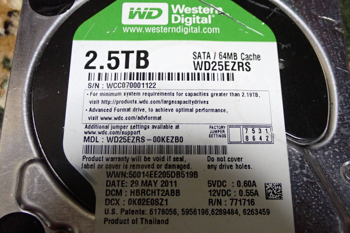 WD WD25EZRS 2.5TB HDD 2500GB 3.5 SerialATA 動作未確認 #BB01736の画像2