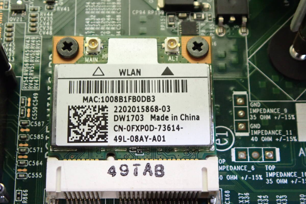 Dell XPS 8700 マザーボード 無線LAN Wifi カード CN-0FXP0D DW1703 Wi-Fiカード (CPU/メモリ無し) 動作確認済み#BB01185の画像5