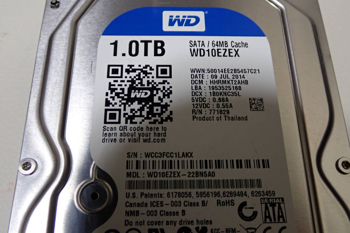 使用 292回2160時間 Western Digital Blue WD10EZEX-22BN5A0 1TB HDD 1000GB フォーマット確認のみ#BB02012の画像6
