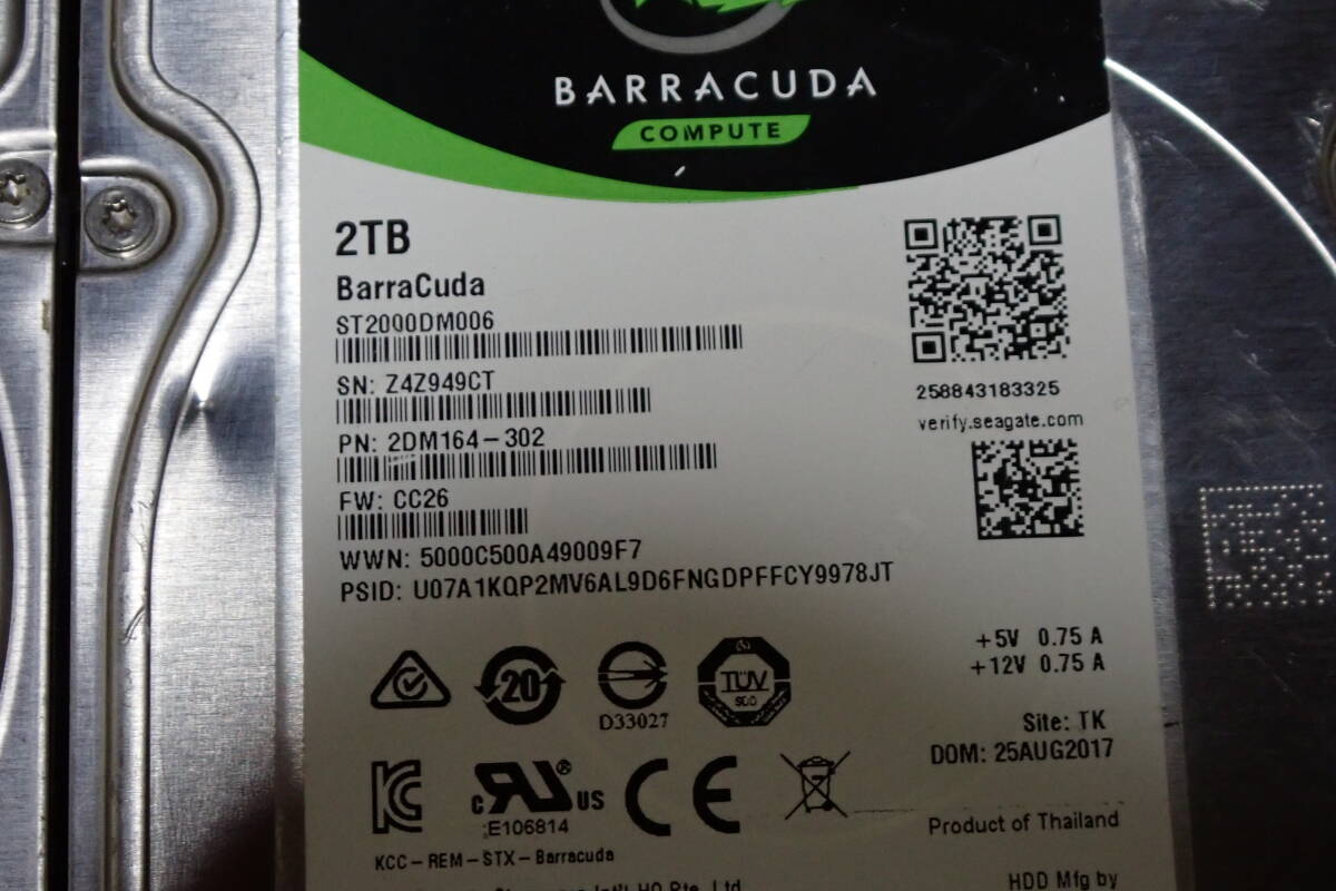 Seagate BarraCuda 3.5インチ 3TB ST3000DM008 2TB ST2000DM006 合計5TB 動作未確認 #BB02166の画像3