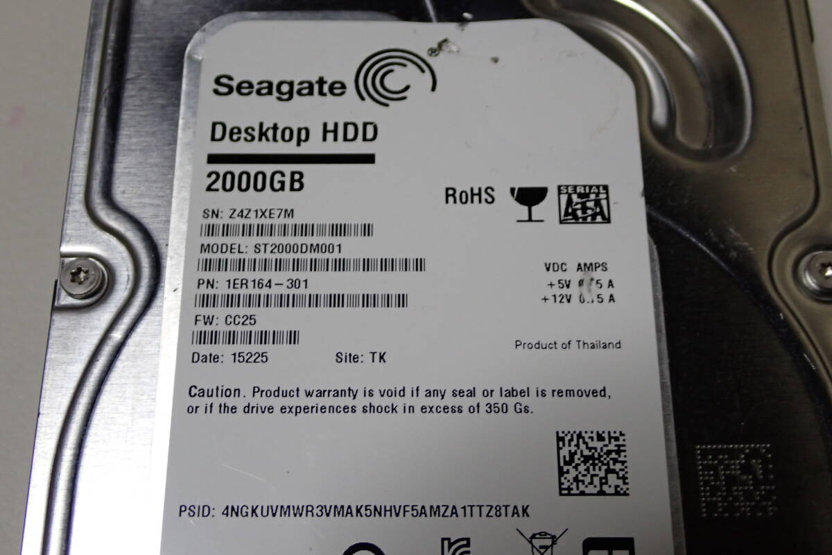 SEAGATE ST2000DM001-1ER164 2TB 3.5インチSATA HDD 使用945回 29806時間 フォーマット確認のみ#BB01926の画像7
