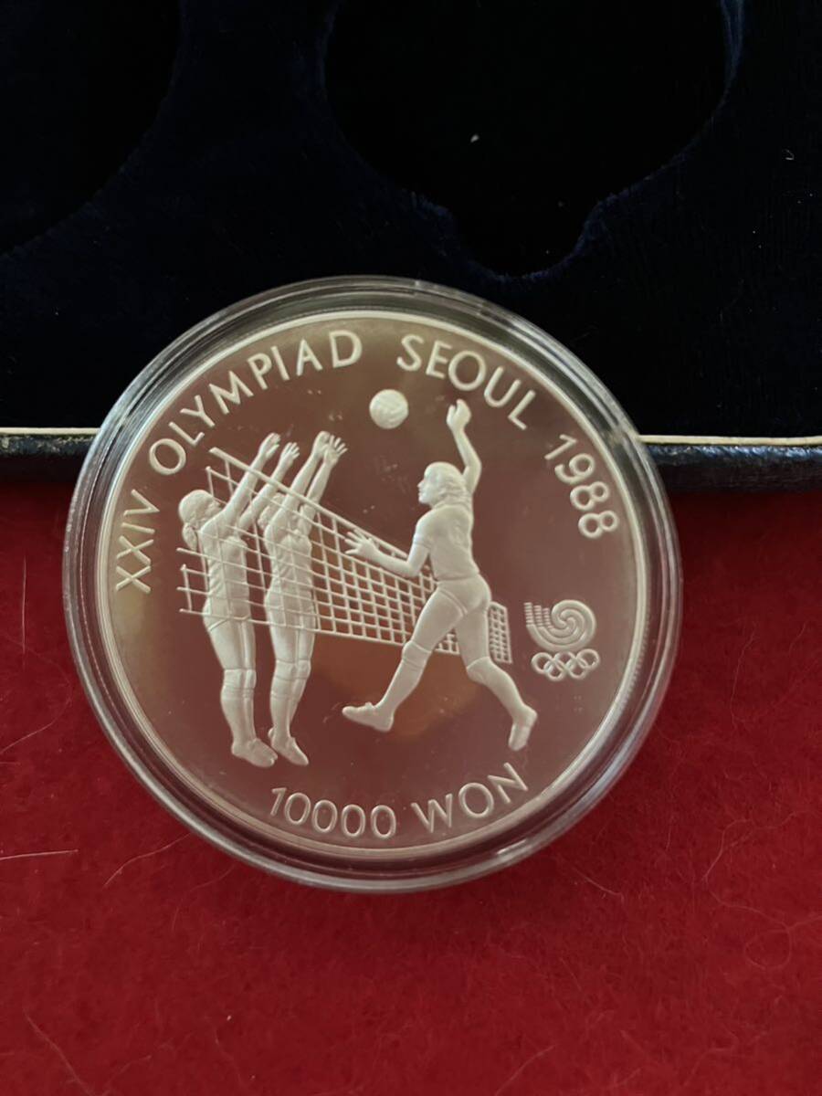 預り品！ソウルオリンピック 銀貨 10000ウォン 5000ウォン シルバー925、大、33.62g、小16.81g 韓国 記念硬貨 ケース入り の画像2