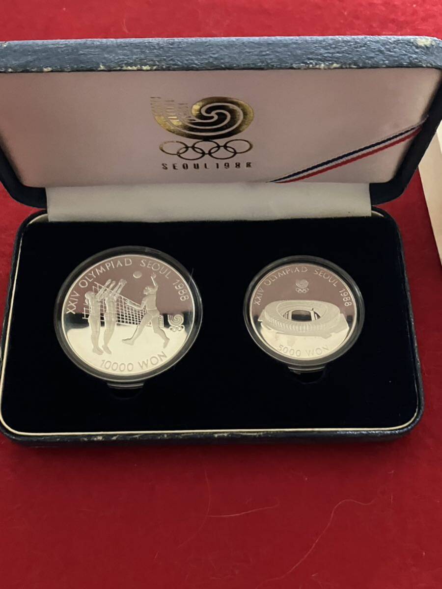 預り品！ソウルオリンピック 銀貨 10000ウォン 5000ウォン シルバー925、大、33.62g、小16.81g 韓国 記念硬貨 ケース入り の画像6