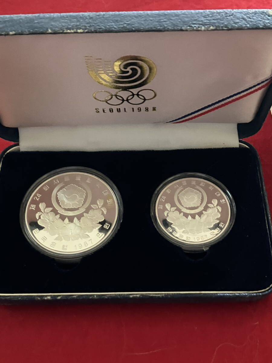 預り品！ソウルオリンピック 銀貨 10000ウォン 5000ウォン シルバー925、大、33.62g、小16.81g 韓国 記念硬貨 ケース入り の画像7