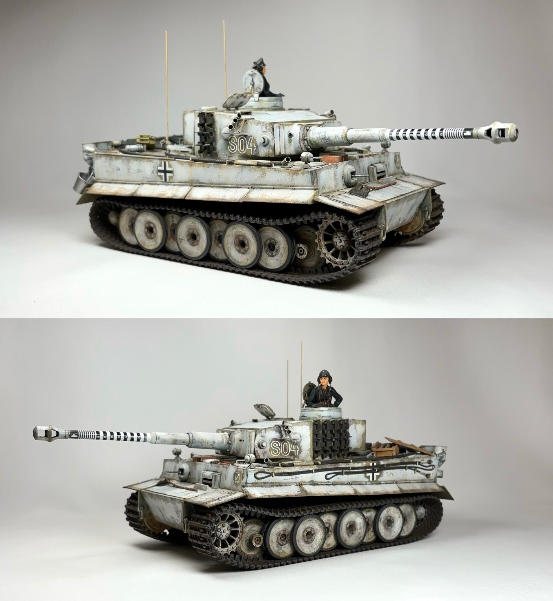 【完成品】タミヤ 1/35 ドイツ 重戦車 タイガー Ⅰ 初期生産型 S04号車 冬季迷彩の画像9
