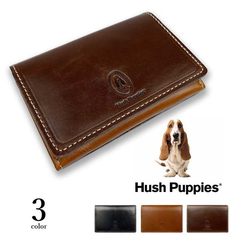 全3色　Hush Puppies ハッシュパピー リアルレザー バイカラー 名刺入れ カードケース パスケース_画像1