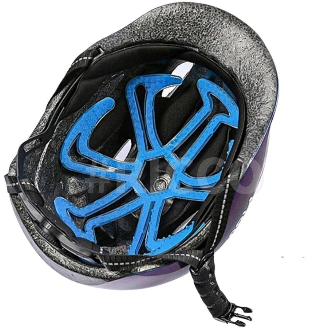 ヘルメットインナーパット 蒸れ防止 防臭 髪型キープ 通気性 バイク 自転車 ブルー 青 軽量 通気性 風通し ヘッドマッサージ 丸洗いOK の画像8