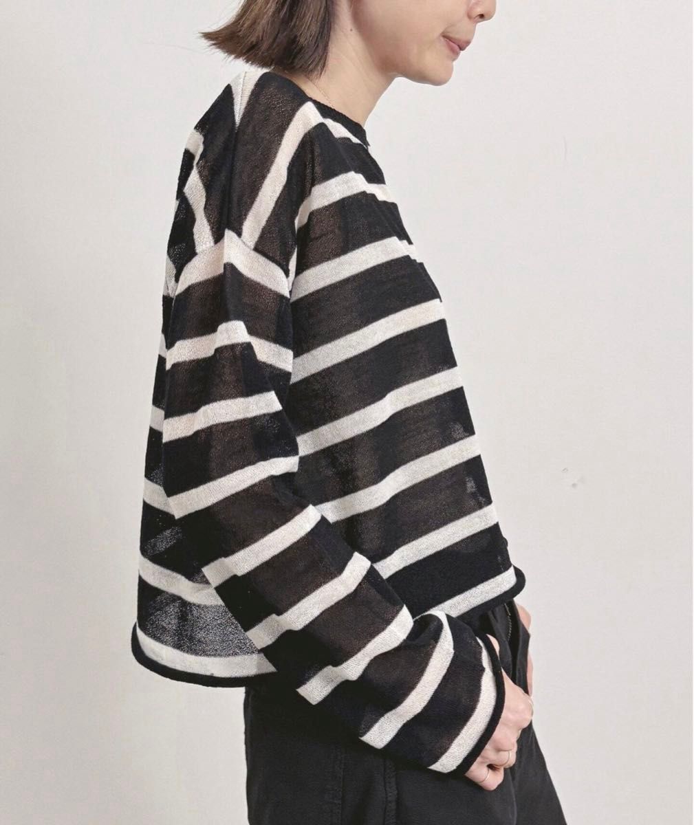 新品タグ付き L'Appartement Border Sheer Knit《ブラック 新品タグ付き L'Appartement Border Sheer Knit《ブラック
