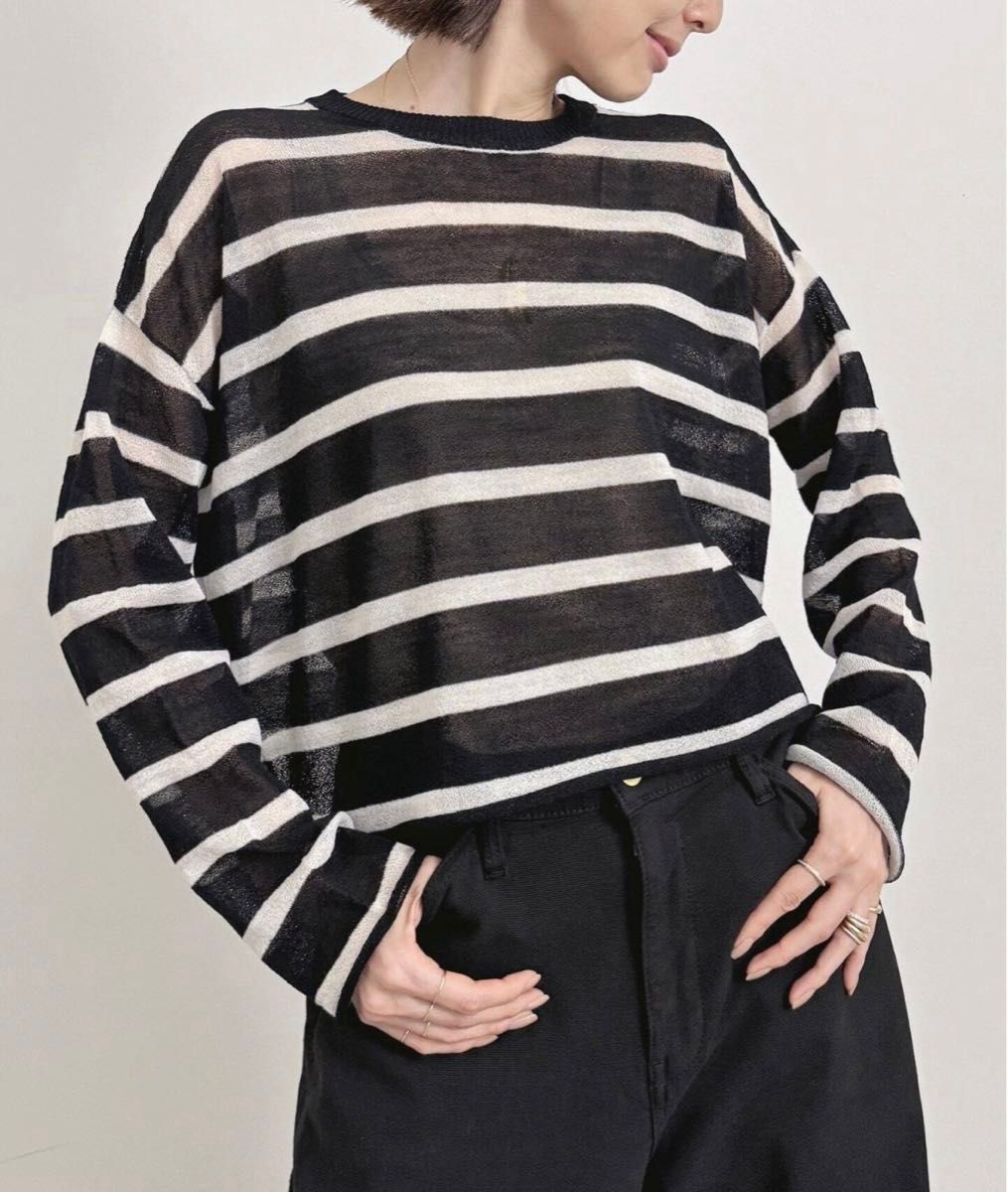 新品タグ付き L'Appartement Border Sheer Knit《ブラック 新品タグ付き L'Appartement Border Sheer Knit《ブラック