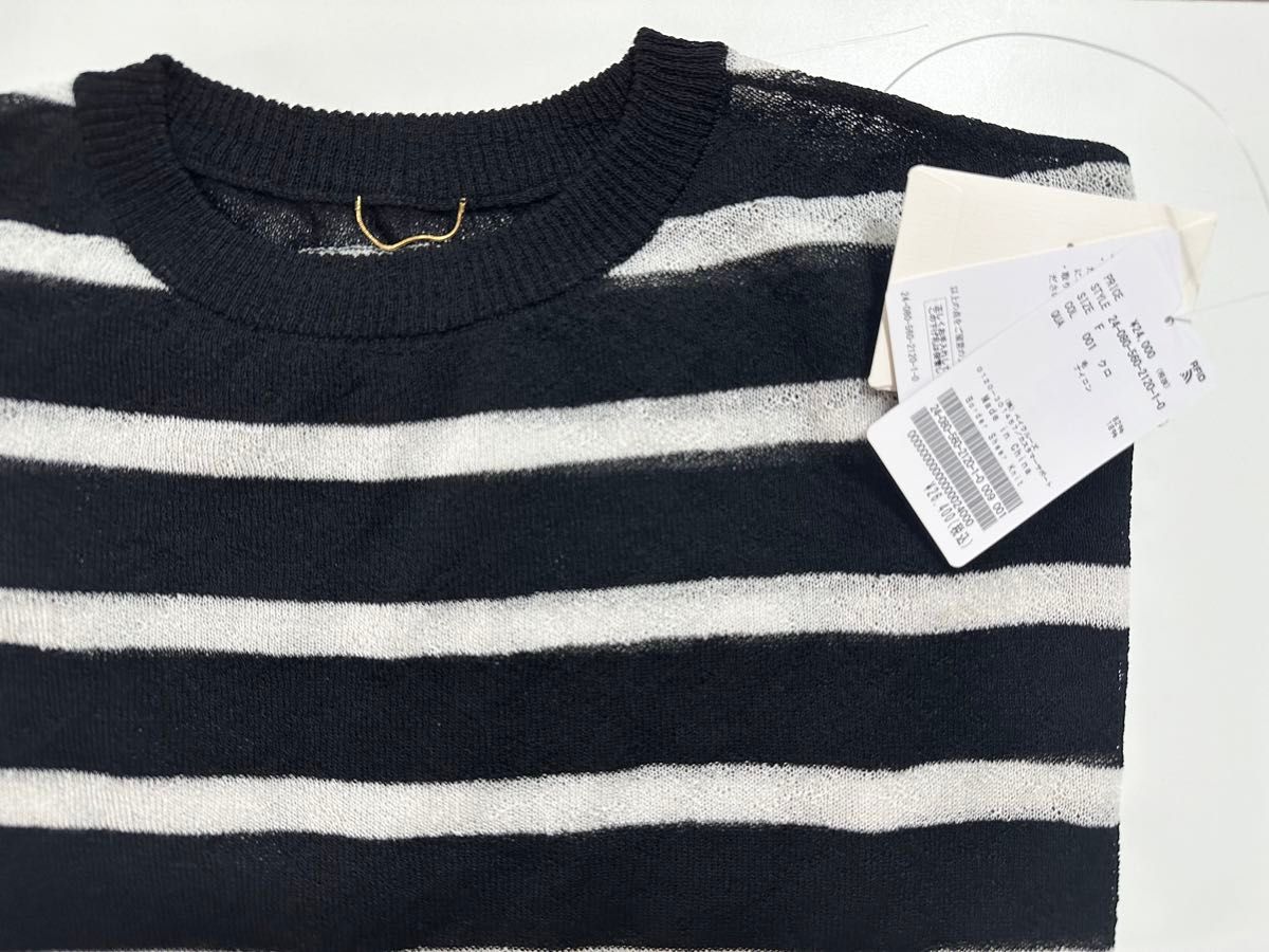 新品タグ付き L'Appartement Border Sheer Knit《ブラック 新品タグ付き L'Appartement Border Sheer Knit《ブラック