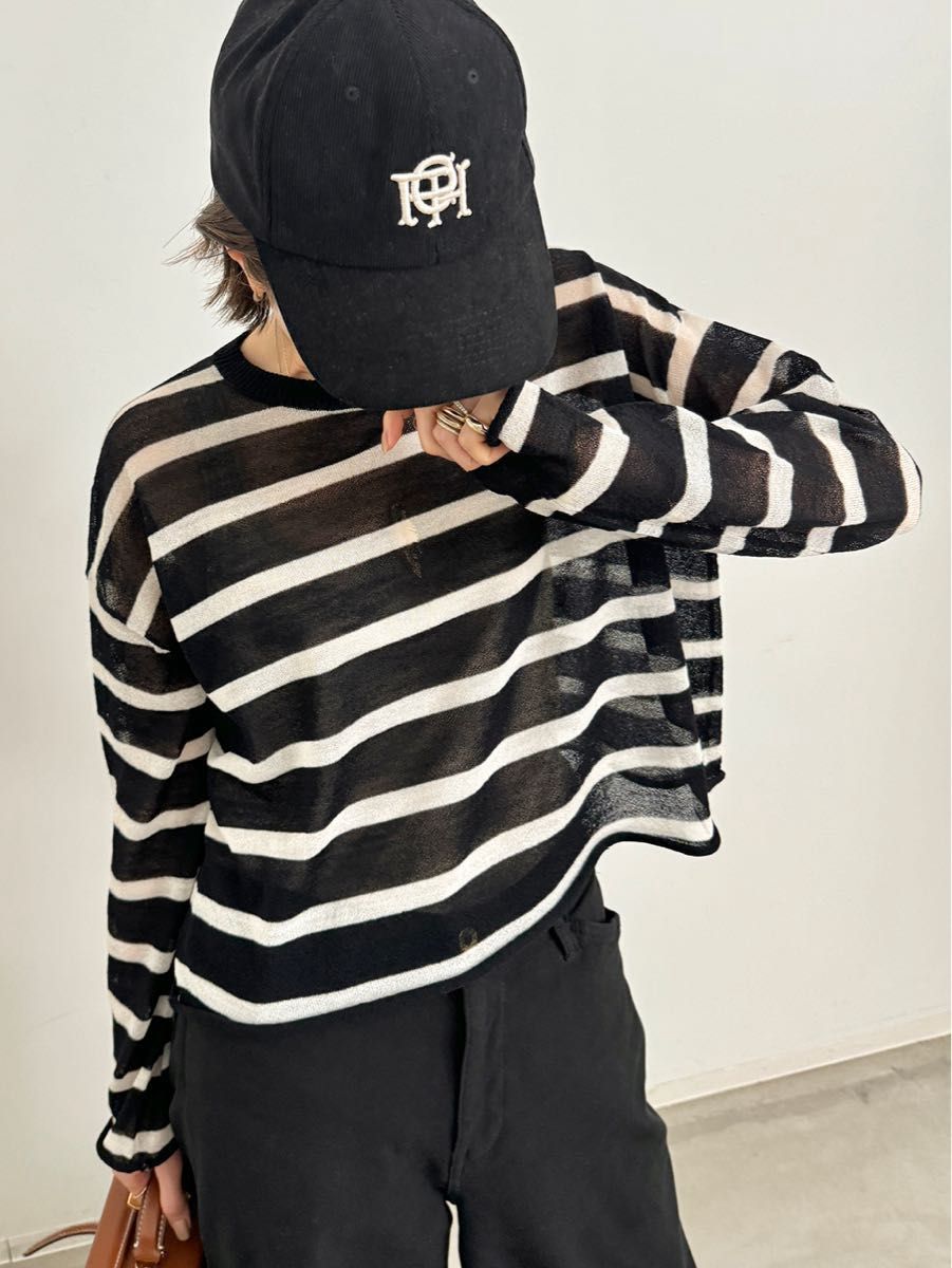 新品タグ付き L'Appartement Border Sheer Knit《ブラック 新品タグ付き L'Appartement Border Sheer Knit《ブラック