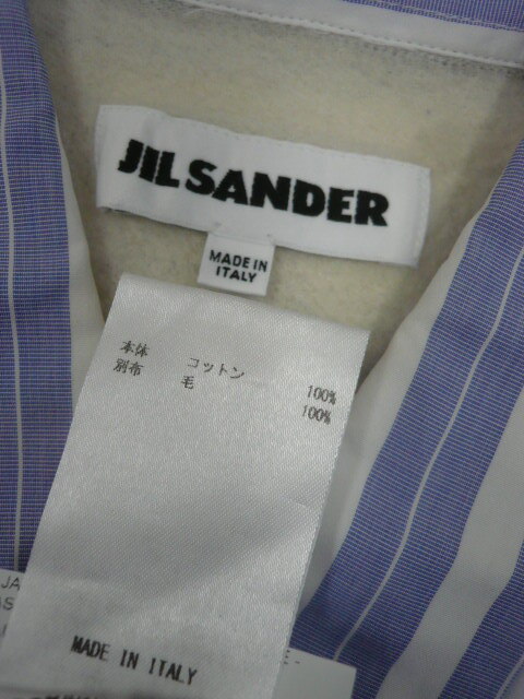 コットン イタリア製◆JIL SANDER ストライプ シャツ レディース 白×青系 サイズ39 15 1/2 キレカジ お洒落 着回し ジルサンダー〇4-62y_画像9