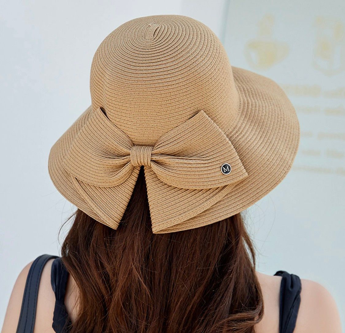 ストローハット つば広 帽子 UVカット 折り畳み 麦わら帽子 たためる 小顔効果 紫外線対策 UV対策 リボン
