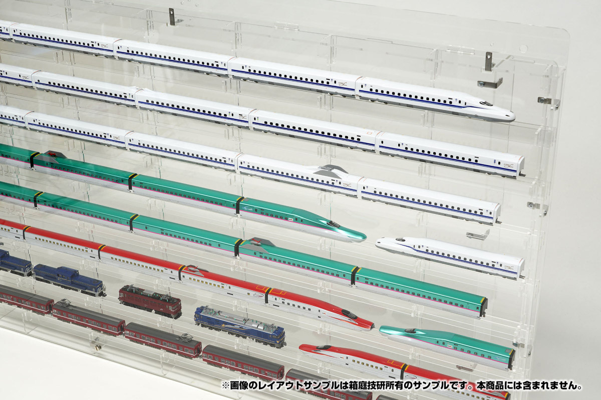 【2セット】鉄道模型Nゲージ用組立式壁掛けディスプレイケースLタイプ8段x奥行31mm　W880xD39xH550_画像3