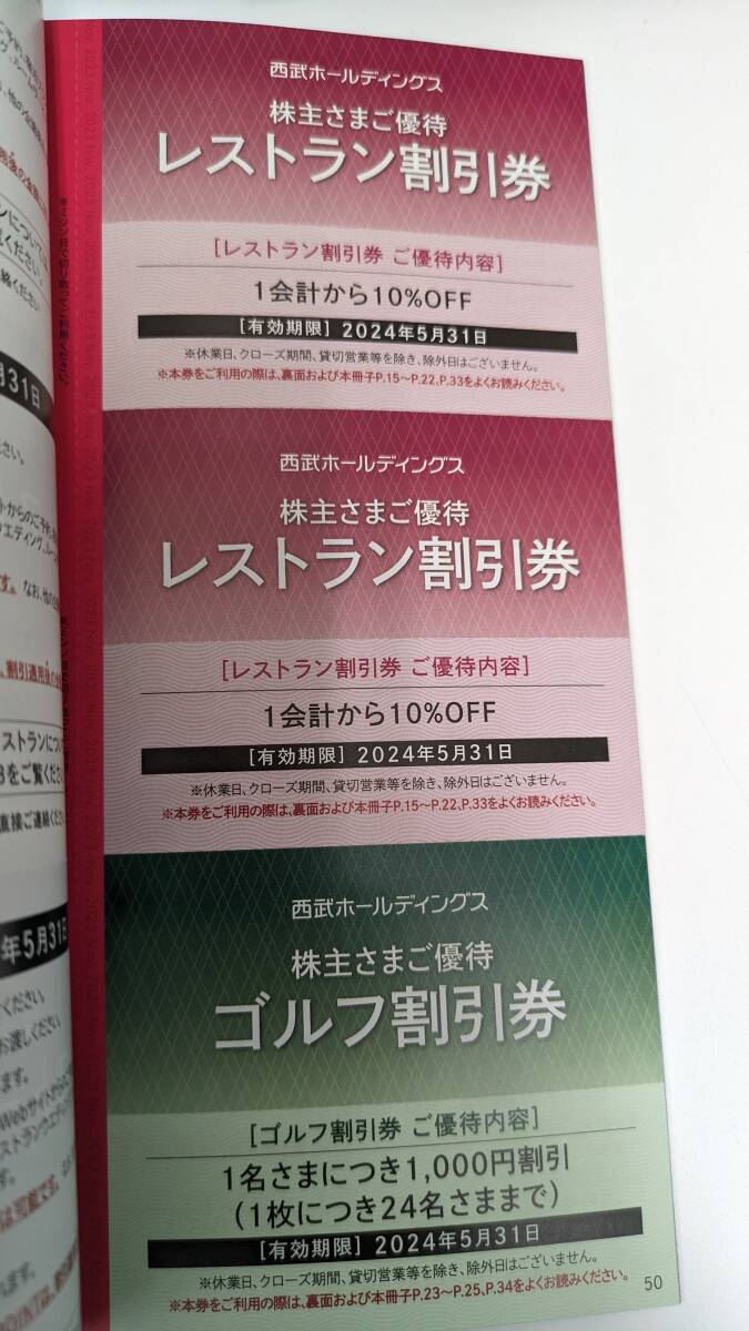 【西武ホールディングス】株主優待冊子/内野指定席引換券5枚/2024年5月末期限の画像4