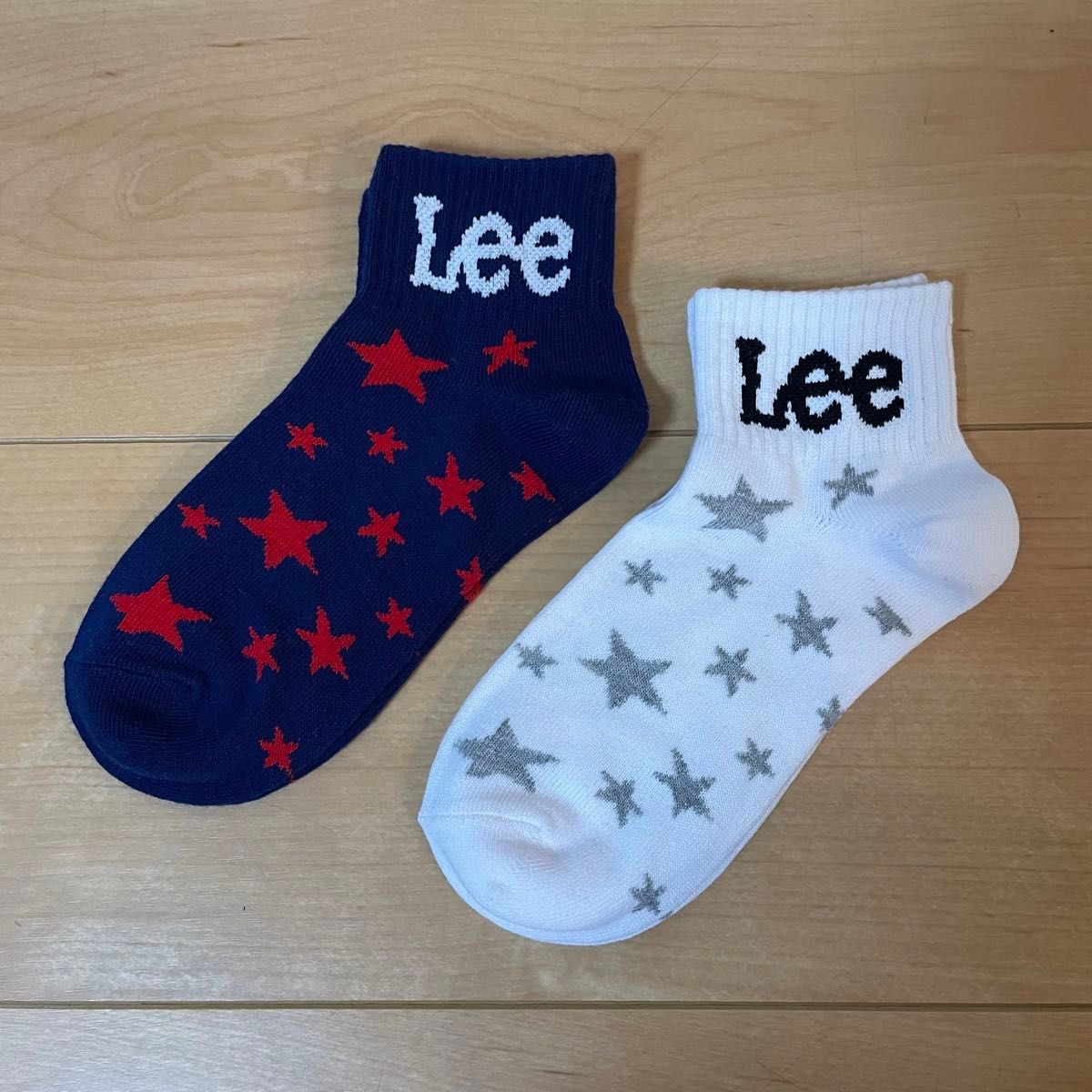 【新品】LEE リー　キッズ　靴下　ソックス　星　Lサイズ 19-21㎝　ネイビー　ホワイト