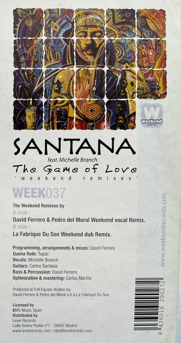 SANTANA feat. ミッシェルブランチThe Game Of Love (Weekend Remixes) 12inch盤その他にもプロモーション盤 人気レコード 多数出品。の画像1
