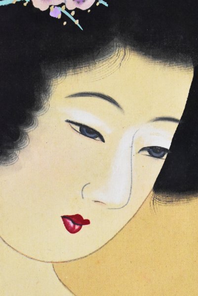 K3308 模写 矢沢秀幸「裸婦」絹本 美人画 風俗画 中国 日本画 古画 絵画 掛軸 掛け軸 古美術 アート 人が書いたものの画像6