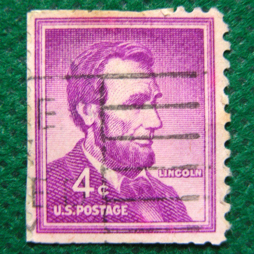 【ＵＳＡ切手】リンカーン大統領 4cent米国切手　２枚 切手 使用済２枚　　切手[g16b]_画像4