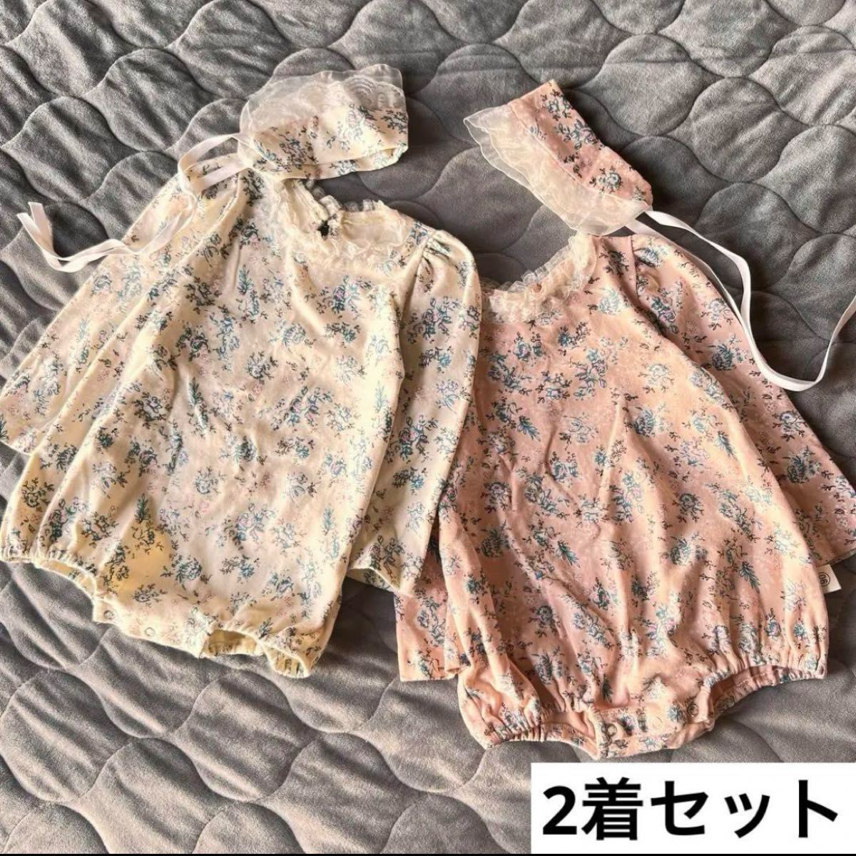 最終値下げ 2着セット 韓国子供服 ロンパース 80cm ヘアバンド付き 海外子供服 双子