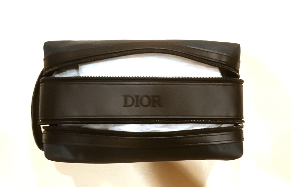 新品 クリスチャン ディオール ノベルティ ポーチ Ｗジップ ネイビー×ブラック コスメポーチ 化粧ポーチ バッグ Diorの画像7