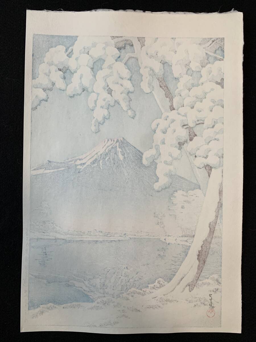  river .. water [ Fuji. snow .( rice field .. .)] Showa era 7 year woodblock print condition ( excellent ) genuine article guarantee after . Yoshida . earth shop light . small . old .