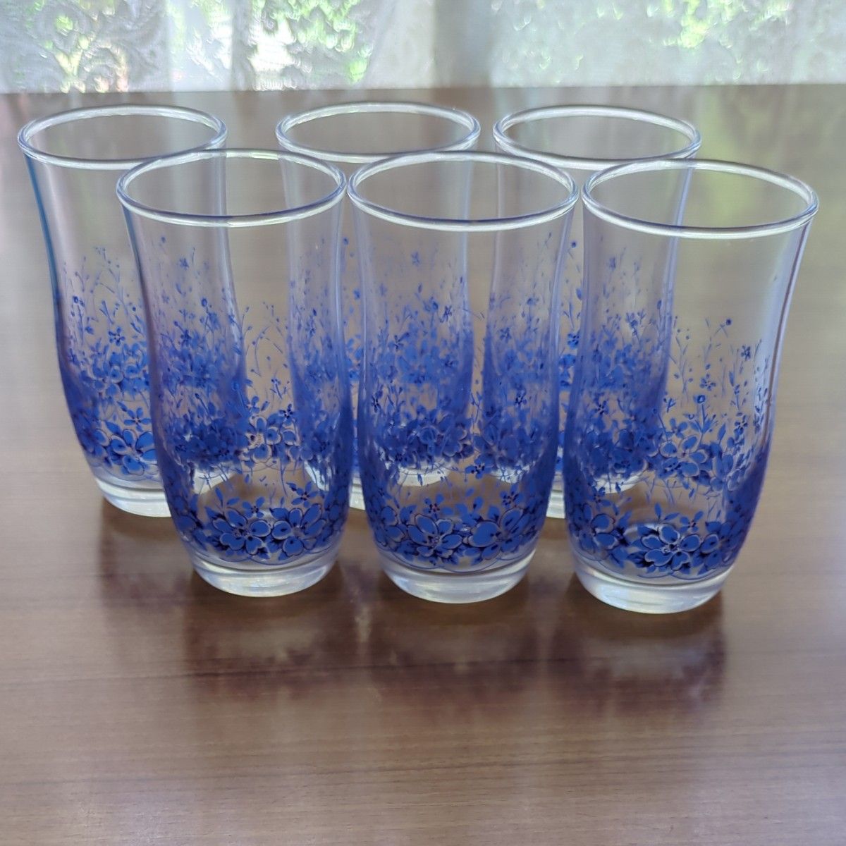 グラス 6個セット 花柄 昭和レトロ アンティーク クリスタル タンブラーグラス コップ カットグラス 食器