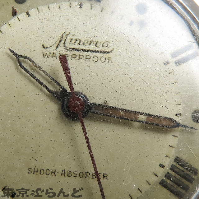 101721221 1 jpy mi flannel baMinerva antique watch silver SS leather screw back Rome n wristwatch men's hand winding type Vintage 