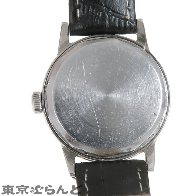 101721221 1円 ミネルバ Minerva アンティークウォッチ シルバー SS レザー スクリューバック ローマン 腕時計 メンズ 手巻式 ヴィンテージの画像4