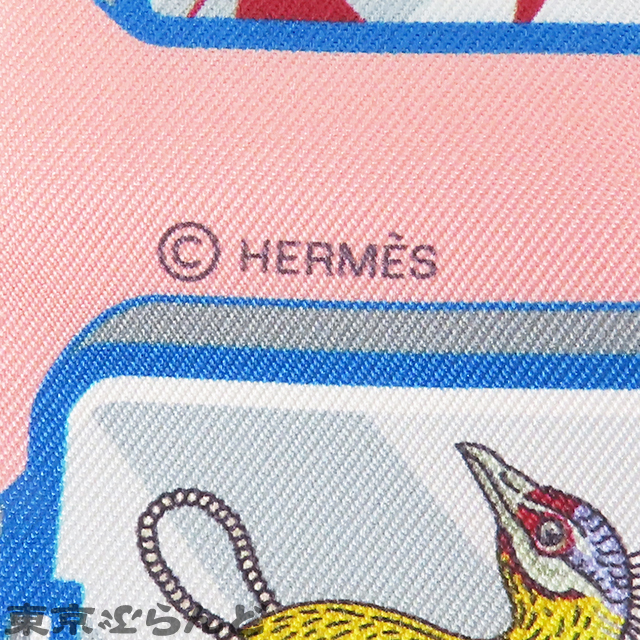 500415793 エルメス HERMES ツイリー 063875S ローズxブルーxジョーヌ シルク HERMES STORY スカーフ レディース 展示未使用品_画像5