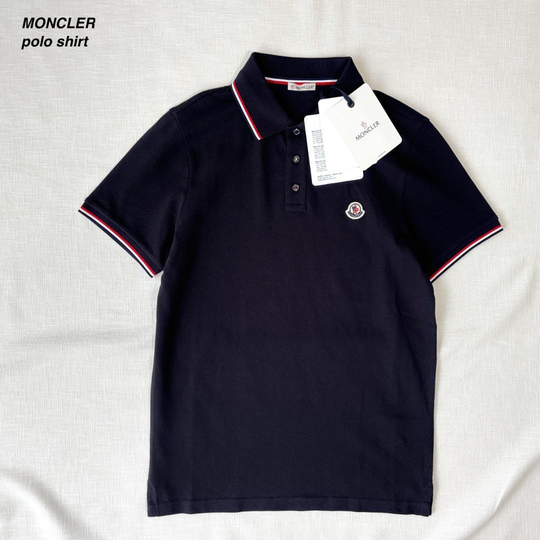 ■1円〜 ＜未使用・タグ付!!＞■MONCLER モンクレール ポロシャツ 半袖 お洒落 シンプル 合わせやすい 夏物 ネイビー 紺 S_画像1