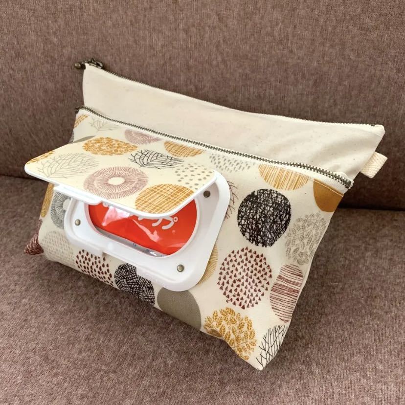  free shipping * diapers & pre-moist wipes case * Northern Europe manner * Circle * Homme tsu pouch * normal * beige 