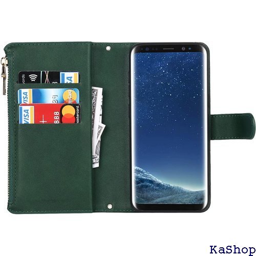 Galaxy S8 ケース 手帳型 ショルダー クロス ド入れ スマホケース 携帯カバー 深い緑 ダークグリーン 202_画像5