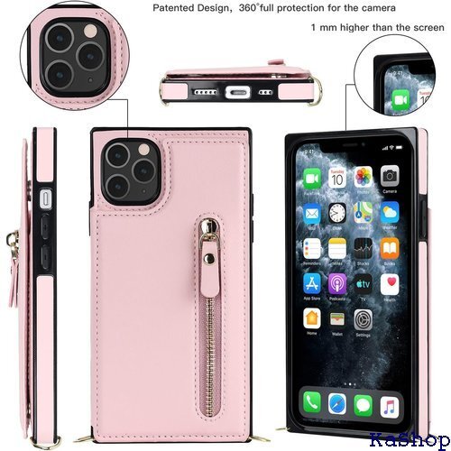iPhone 11 pro ケース ショルダー ストラ スタンド カード入れ スマホケース 携帯カバー ピンク 492
