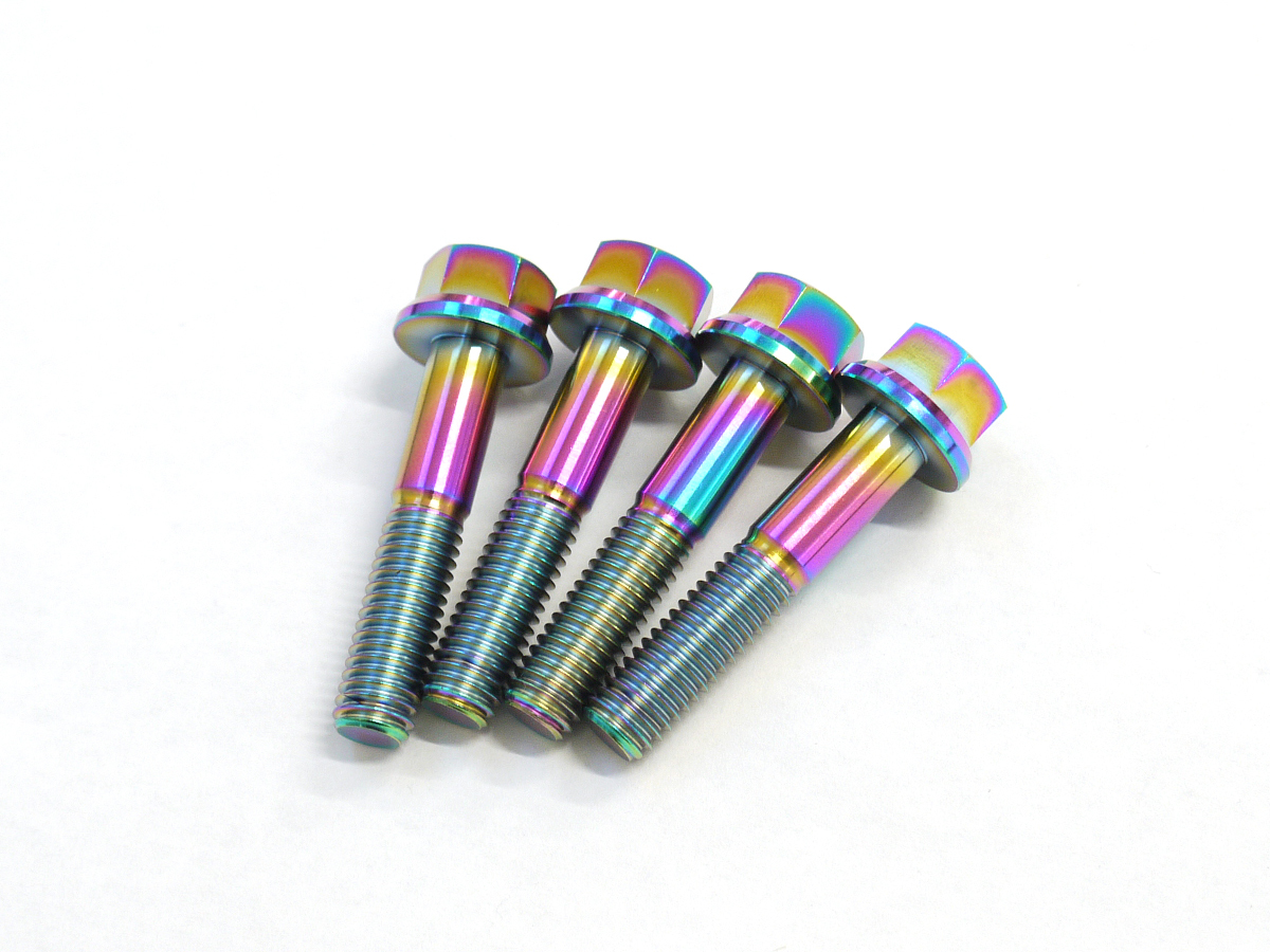 ZZR400 04- for 64 titanium made front caliper mount bolt 4 pcs set roasting color Rainbow Ti-6Al-4V