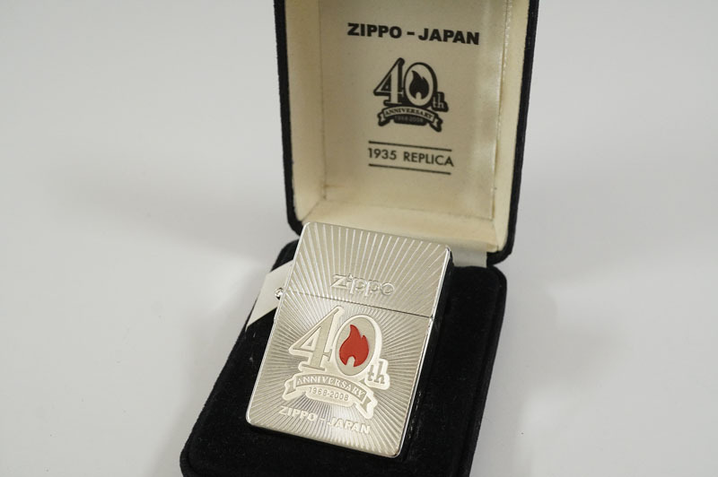 【799】ZIPPO／ジッポー　40周年　1935REPLICA　 レプリカ　シリアル有り　87/400　シルバー　08年製　箱付_画像1