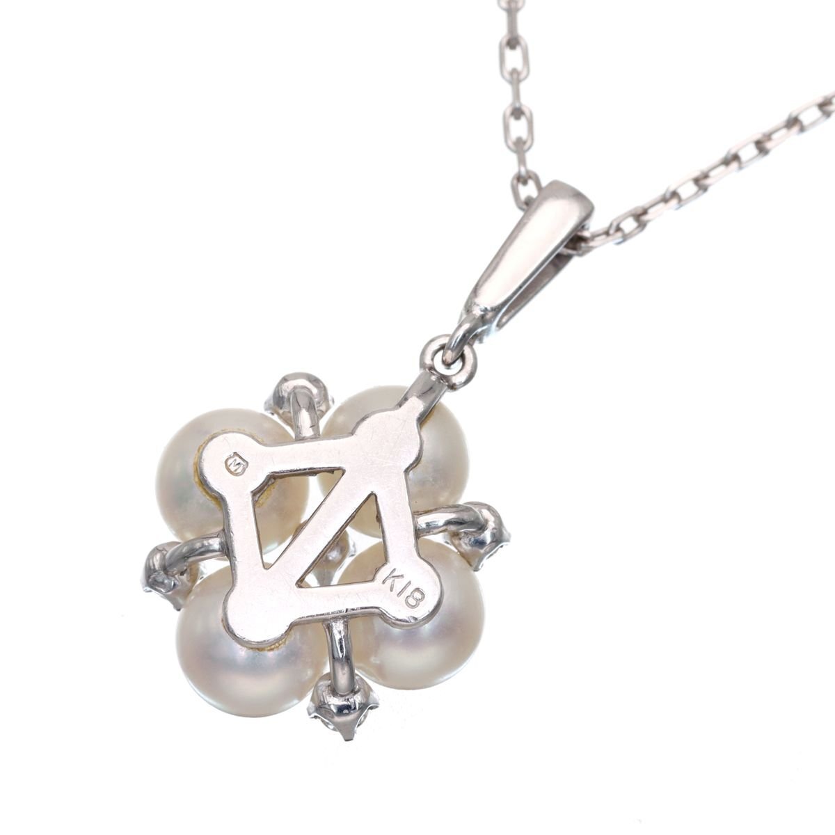 上質で気品溢れる逸品 ミキモト MIKIMOTO K18WG アコヤパール 真珠 5Pダイヤモンド ネックレス 4.2g 5.3mm 美品 ◎08A16_画像3