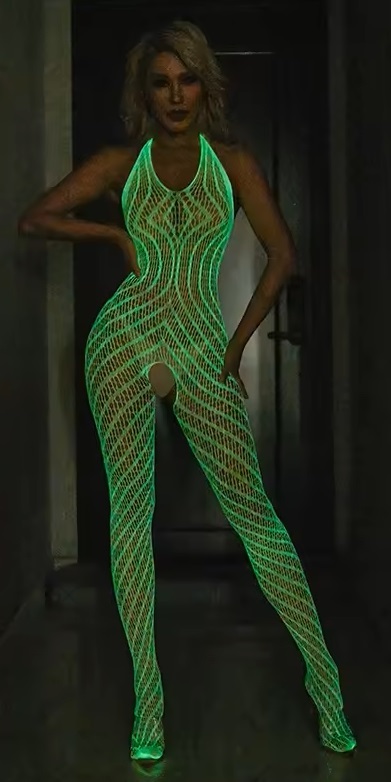  этот сезон новый продукт 6611 ночь свет UV флуоресценция зеленый топ на бретелях модель трико дыра костюмы Night одежда 