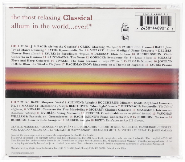 2CD 【未開封】The most relaxing classical album in the world…ever! ヴィヴァルディ/バッハ/モーツァルト/ベートーヴェン/ドビュッシー_画像2